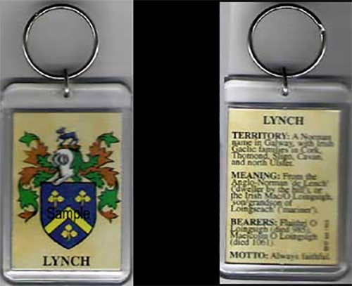 Donnelly Irish Coat of Arms Solid Brass Key Chain NEW 