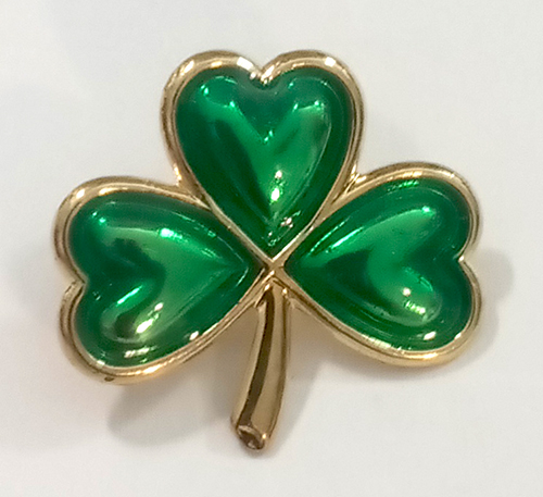 Shamrock Lapel Pin - Irish Costume Jewelry - 1512