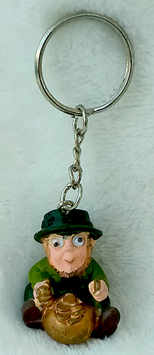 Leprechaun GUARDIAN Bell of Good Luck fortune pet keychain gift Irish pot gold 