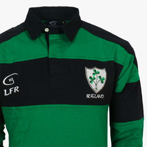 Ireland Bottle/Natural 3 Shamrock Long Sleeve Rugby Shirt 