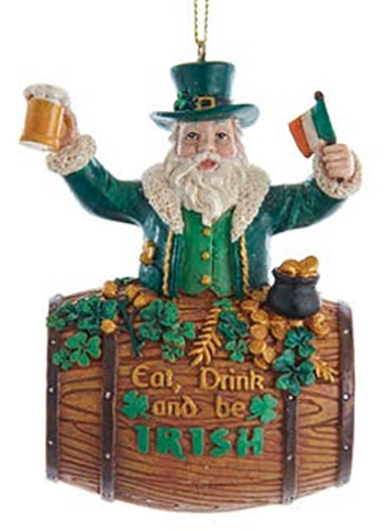 Irish Santa Ornament - Keg