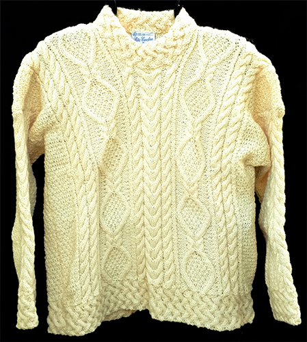 Irish Sweater - Hand Knit - Braided Collar