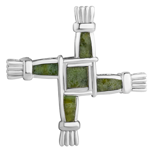 St Brigids Cross Brooch - Connemara Marble