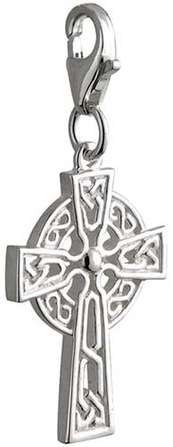 JewelsObsession Sterling Silver 45mm Celtic Cross Charm w/Lobster Clasp 