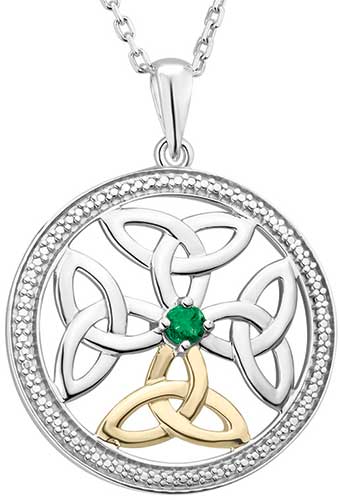 Amazon.com: Simulated Emerald Green Glass Teardrop Sterling Silver Celtic  Knot Necklace 18