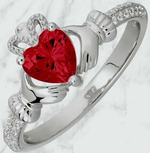 USA Seller Claddagh Ring Sterling Silver 925 Best Deal Jewelry Ruby CZ Size 6
