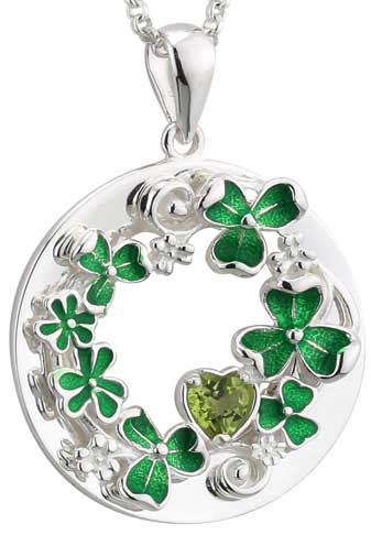 Sterling Silver Green Enamel Shamrock Pendant, 001-635-02254, Skaneateles  Jewelry