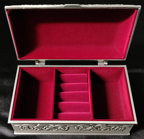 Celtic Bear Jewelry Box. Red Velvety Insides. Pyrography Polar