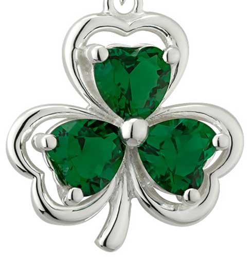 CS-DB Pendants Green Crystal Silver Necklaces