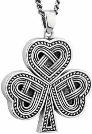 Shamrock Necklace Mens Silver