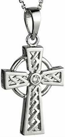 Curved Cross Pendant-Celtic Pendant - Connemara Marble