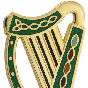 Celtic Harp Brooch Gold