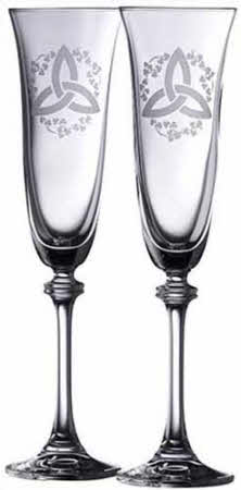 Galway Crystal Bride and Groom Flute (floral spray) - Frank Roche & Sons Ltd