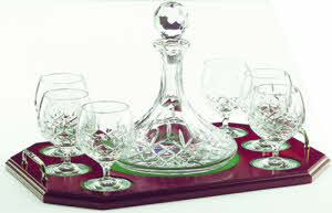 Galway Longford Miniature Brandy Decanter Tray Set G25192 - The
