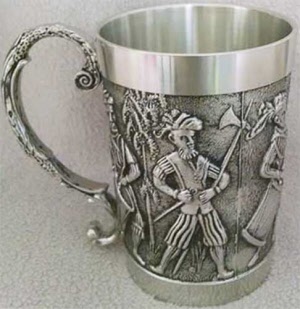 Irish Coffee Mugs with Pewter Shamrock Medalion Set of 2 Irish