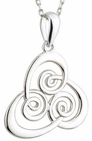 Sterling Silver Curved Celtic Pendant Necklace