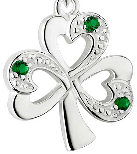 Shamrock Necklace - Sterling Silver - Emerald